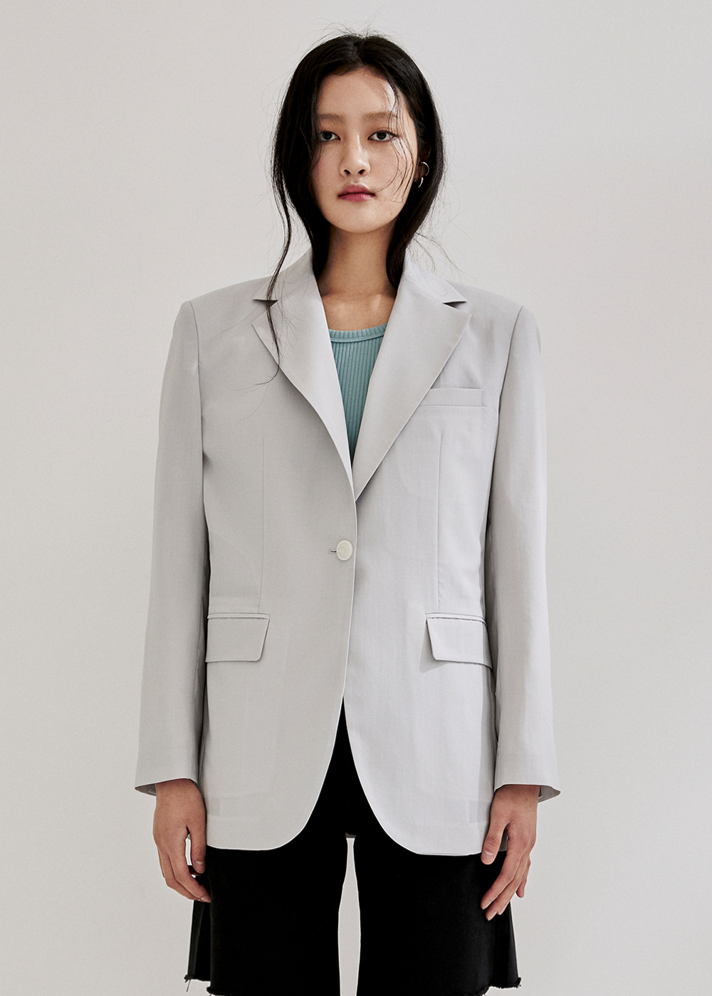 Summer Wool Single Jacket - Light Grey