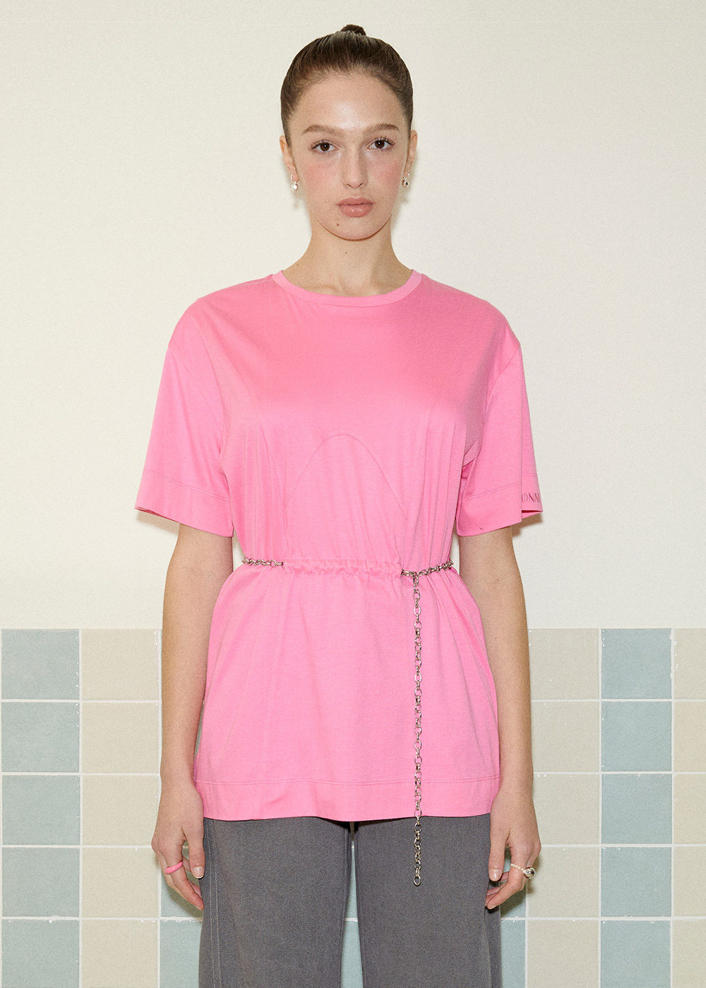 Chain Detachable T-Shirt - Pink