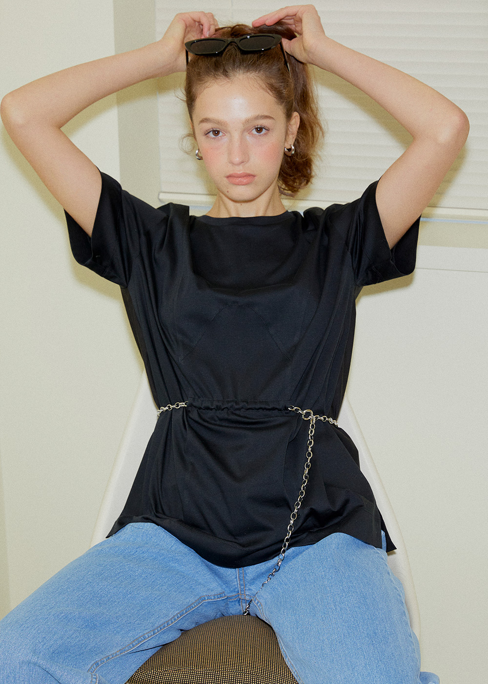 Chain Detachable T-Shirt - Black