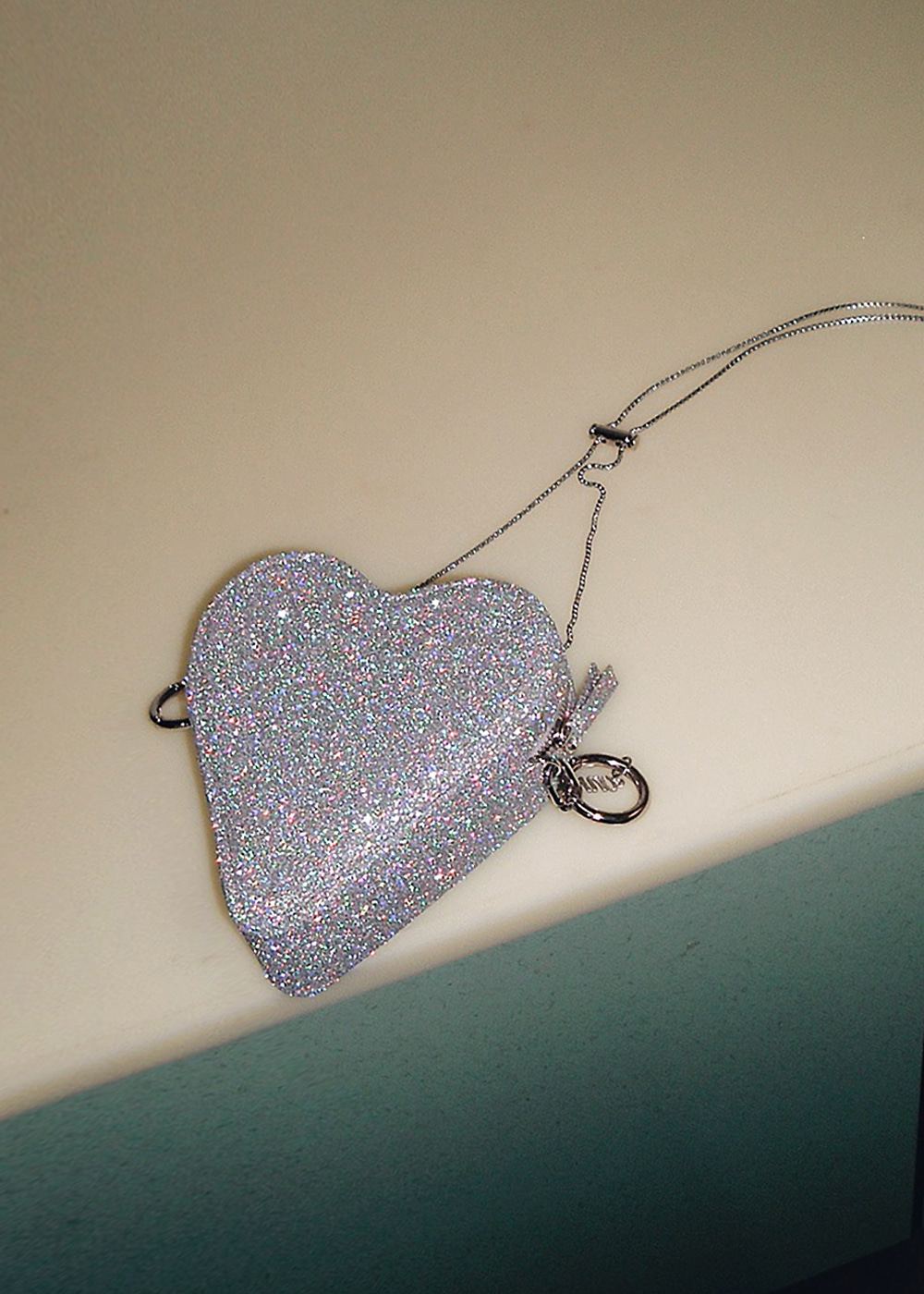 Heart Hologram Glitter Mini Bag - Silver