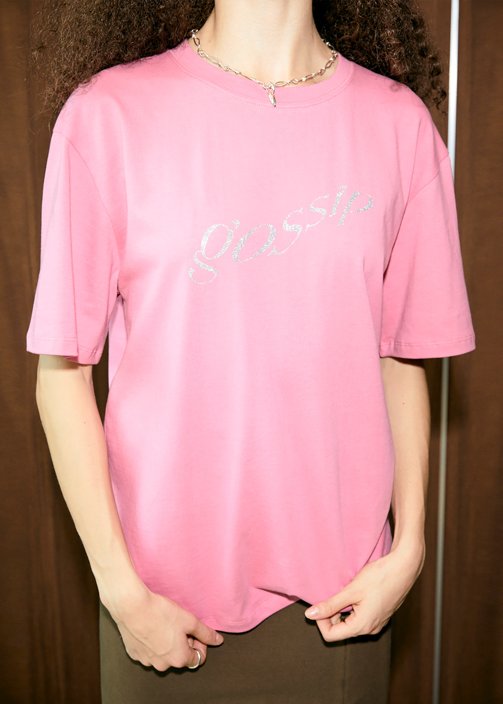 GOSSIP Hologram Glitter T-Shirt - Barbie Pink